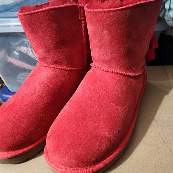 UGG Shoes Womens Ugg Boots Red Size 7 Bow Lace Up In Back Comes With Extra Laces Poshmark